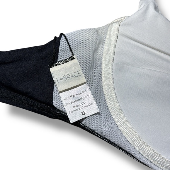 L Space L60010 Candy Bikini Top Black/Cream Women’s Size Large (D) - Picture 3 of 6